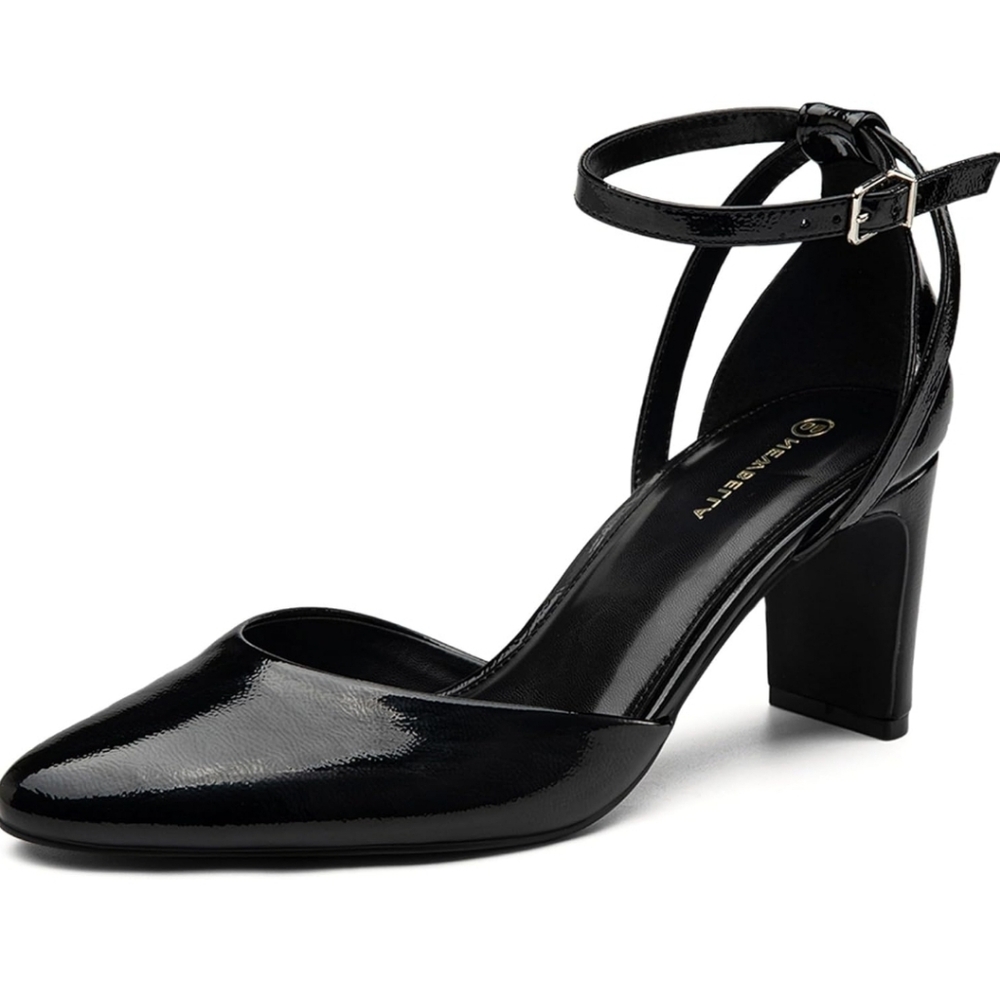 NWOT NEWBELLA Double Buckle Stiletto Sandals - Elegant Pointed Toe Pumps,Sz 10W